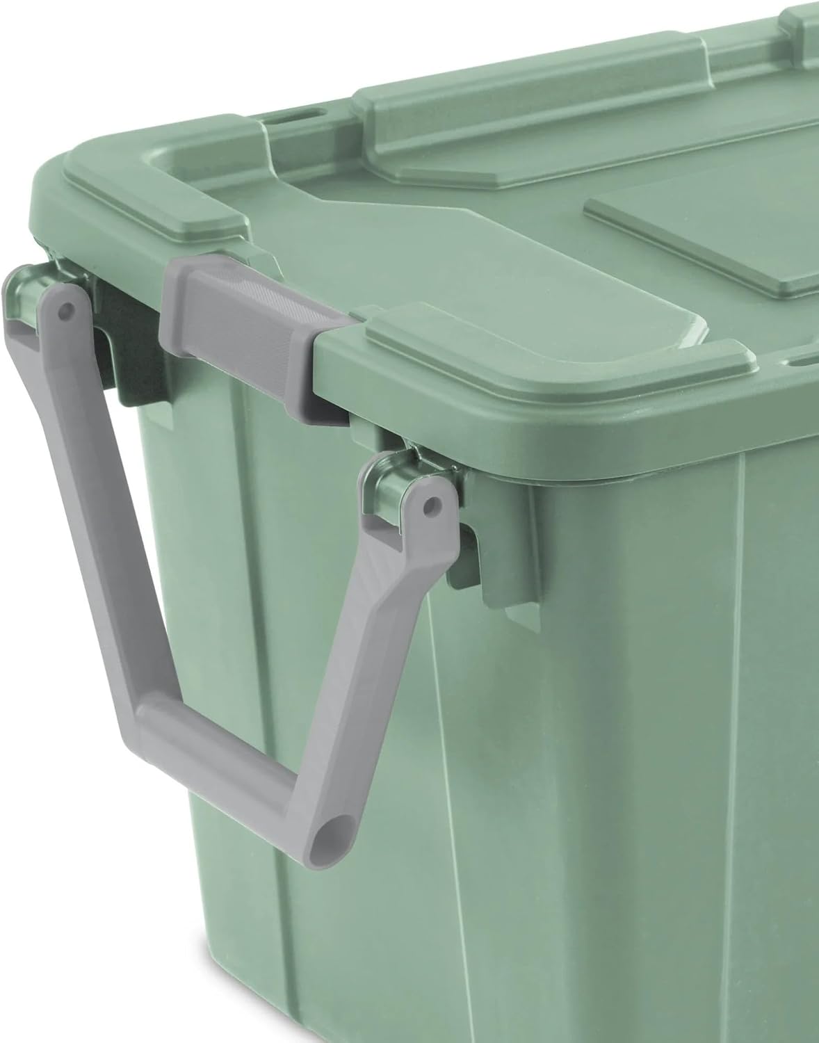 40 Gallon Wheeled Industrial Tote, Rugged Plastic Storage Bin, Latch Lid, Light Green, 2 Count