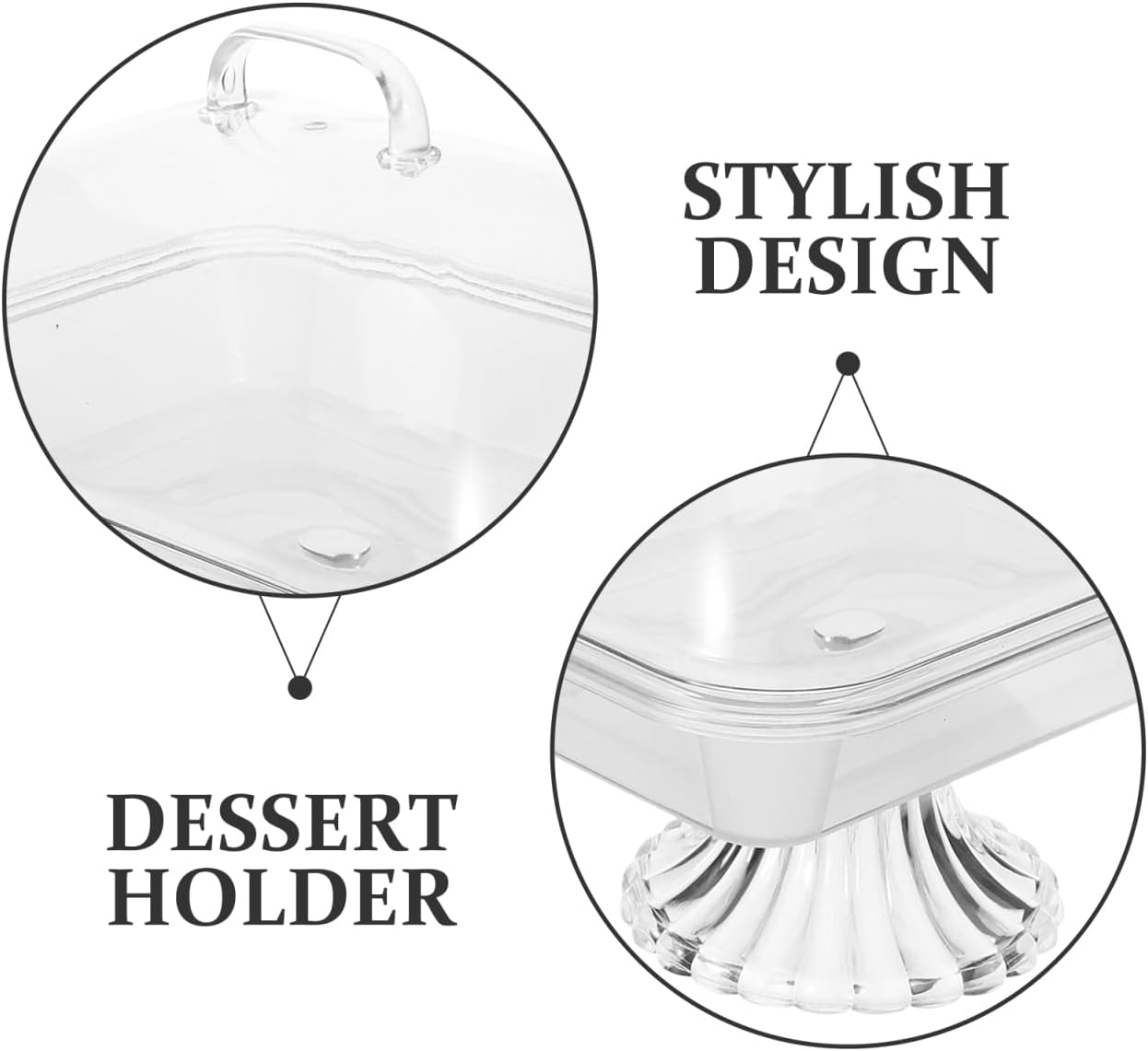 Cake Display Tray with Dome Clear Acrylic Cover Reusable Snack Serving Platter 10.82X8.46X8.26In Perfect for Birthday Christmas and Party Dessert Presentation