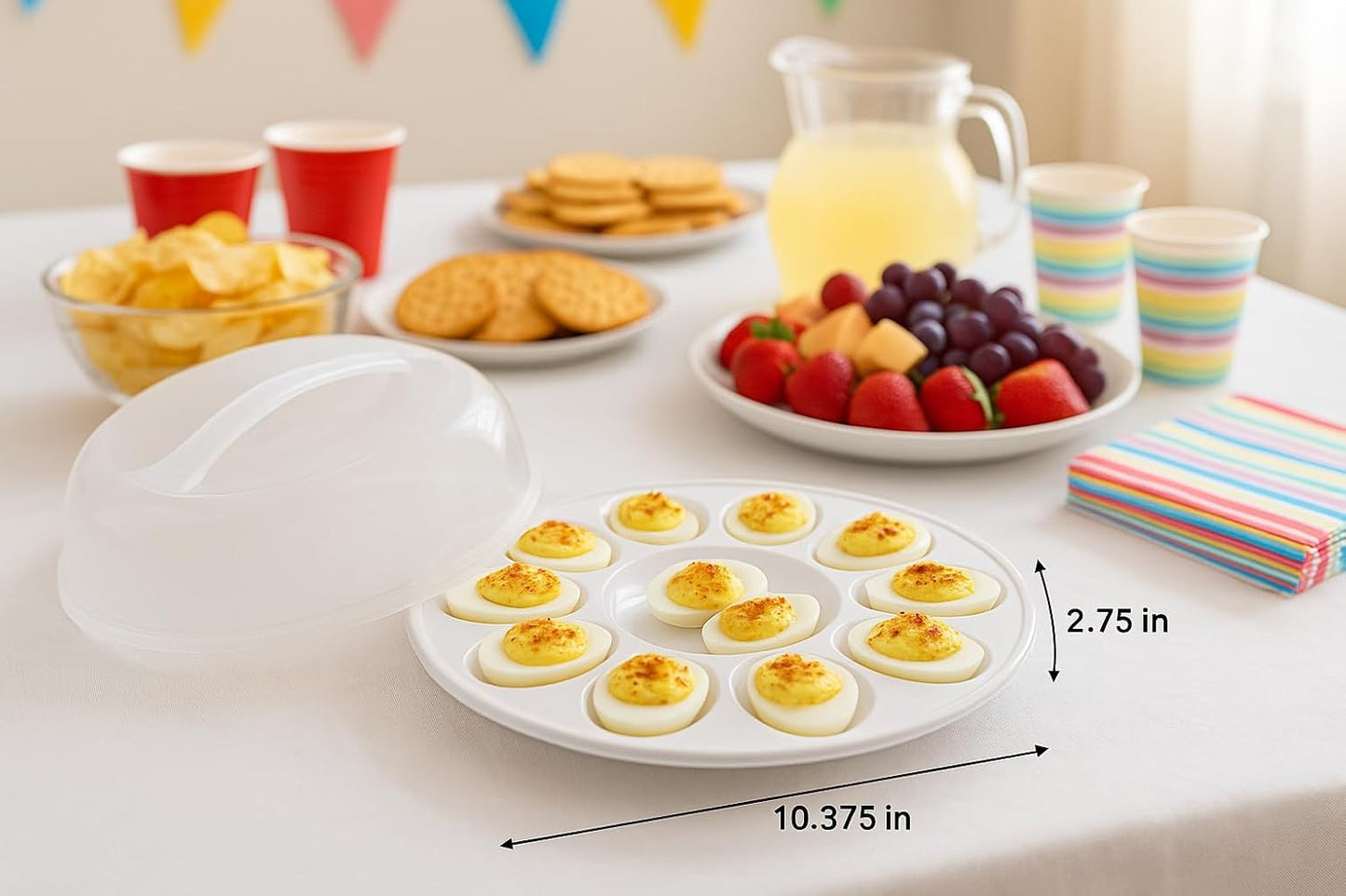 (2) Clear Plastic Deviled Egg Carrier Container with Lids, 12-Slot Egg Storage Trays with Handles for Parties, Picnics, Potlucks Holidays