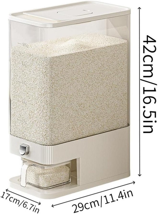 22 lbs Large Capacity Rice Dispenser with Airtight Lid, Multipurpose Rice Storage Container Measuring Cup for Kitchen, Rice, Soybean Corn(Purple)