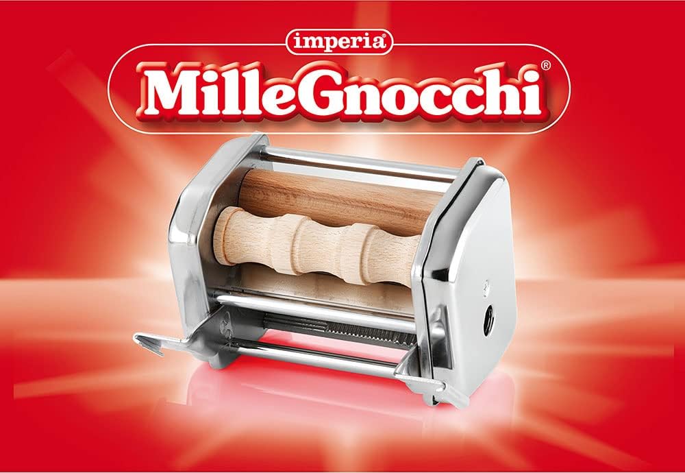 Pasta Maker Machine by Imperia- Heavy Duty Steel Construction w Easy Lock Dial and Wood Grip Handle- Model 190