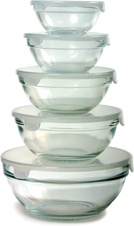 Norpro 10-Piece Nesting Glass Mixing/Storage Bowls with Lids