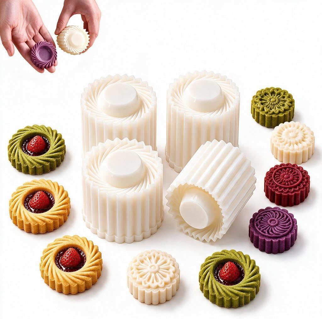 Sunflower-Patterned Round Hand-Press Mooncake Mold for DIY Cookie Mooncake