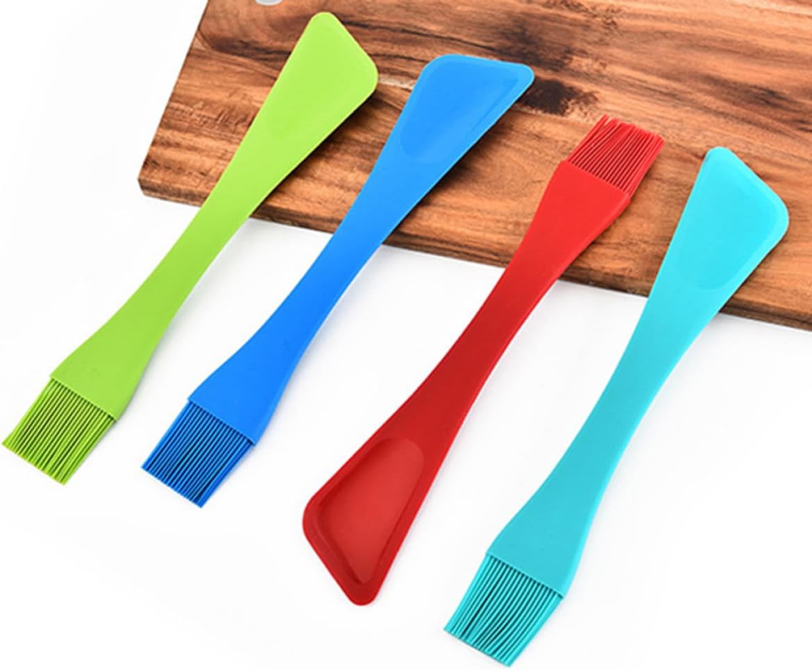 CHILDWEET Dual Head Silicone Basting Brush and Spatula Heat Resistant Kitchen Baking Tool for Bbq and Pastry 2pcs Set Suitable for Home Cooking and Grilling Random Random Color