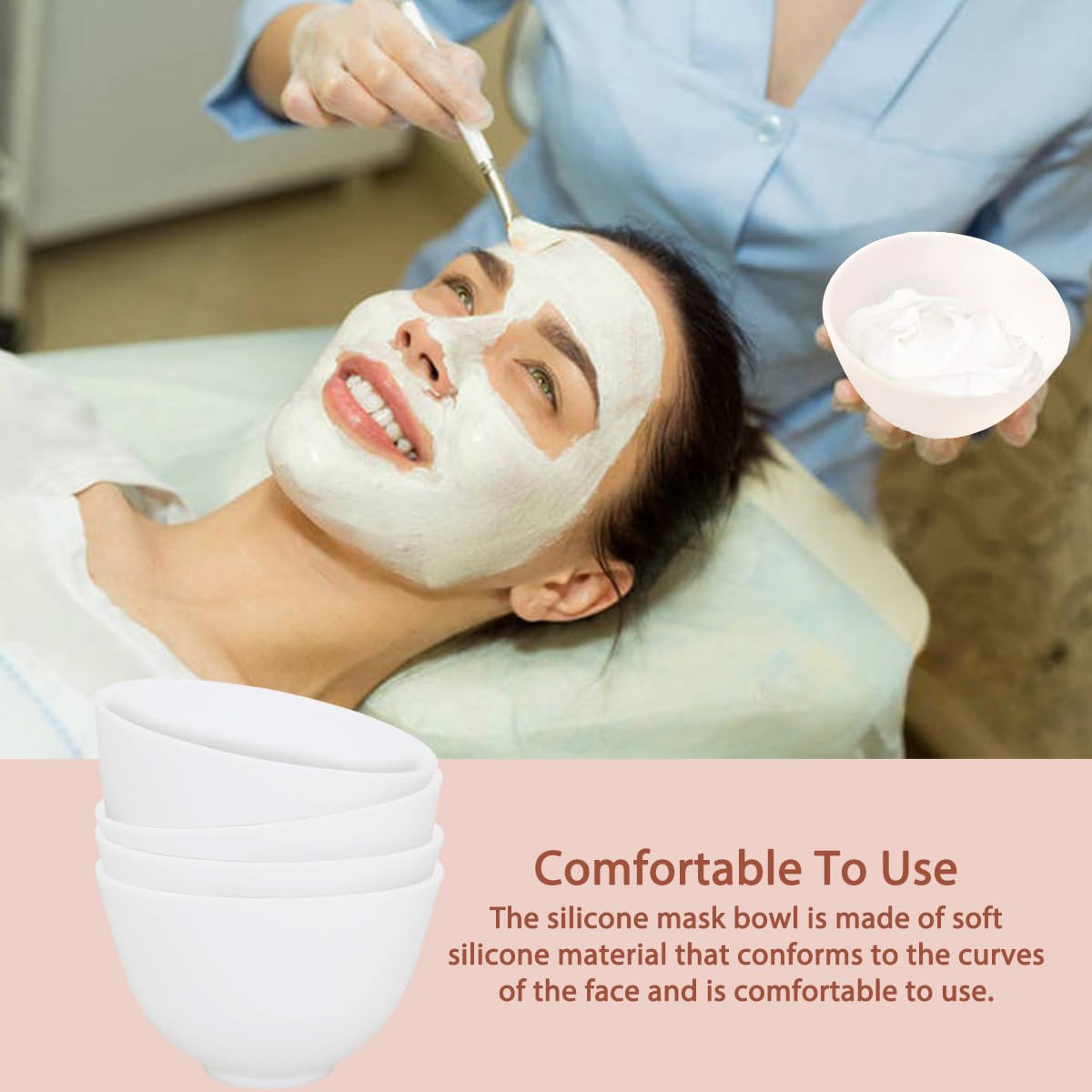 10 Piece Silicone Mixing Bowl Set, 3.93-Inch Microwaveable Silicone Bowls, Facial Bowls for Aestheticians, for Facial Masks, Mud Masks and Other Skin Care Products(White)