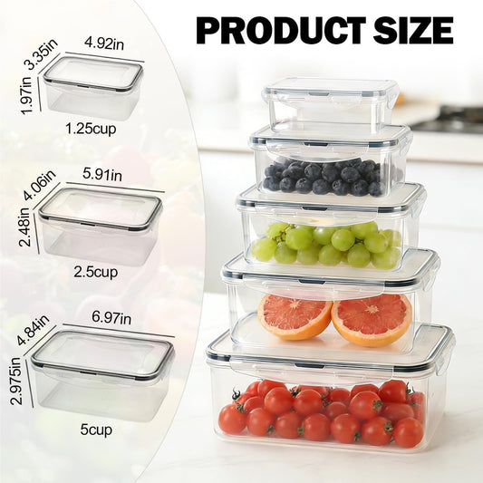 4 Pcs Food Storage Containers with Lids Airtight, 4 Sizes Sets(74oz+40.5oz+20oz+10oz), Plastic Meal Prep Containers, Dishwasher & Microwave & Refrigerator Safe, for Meal Prep & Freezer, Rectangular