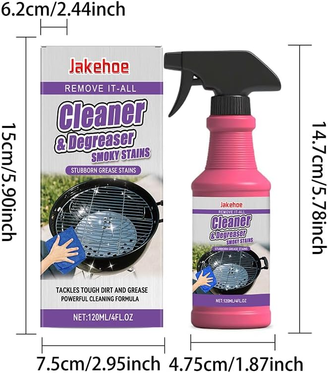 3 PCS BBQ Grill Cleaner Spray: Fast-acting Heavy-duty Grill Degreaser Spray to Remove Grease - Kitchen Cleaner for Stainless Steel, Smoker, Outdoor Kitchen (3)