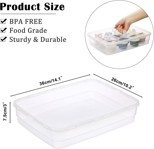 BSTKEY Pizza Dough Proofing Box, 14 x 10.3Inch Large Capacity Container, Fits 4-6 Dough Balls, Household Tray With Carry Handle