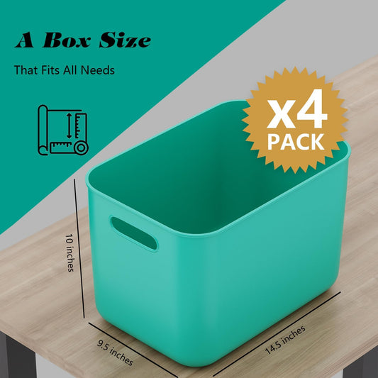 OWill 7 Pack Plastic Storage Bins, 4.2L Small Organizer Baskets with Handles, Pantry Cabinet Bathroom Classroom Storage Containers, Colorful Shelf Bins for Home Kitchen Closet Organization
