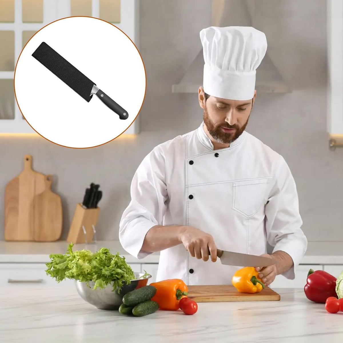 Universal Knife Sheath Cover 3 Pack, Black Chef Knife Guard Protector