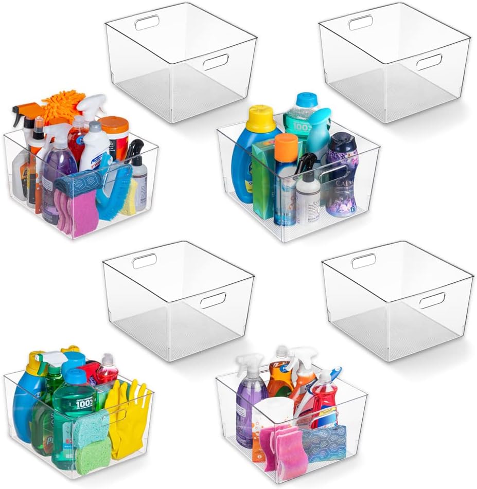ClearSpace XL Clear Plastic Storage Bins - 2 Pack for Kitchen Cabinet and Fridge Organization