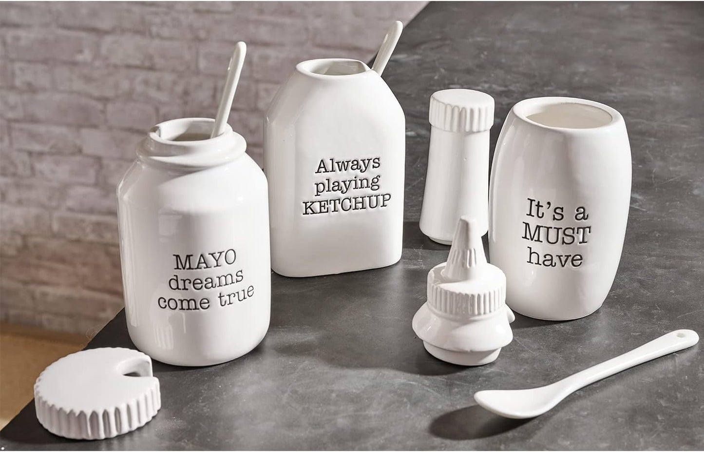 Mud Pie Circa BBQ Condiment Holder, Ketchup, 6.5" x 3.16"