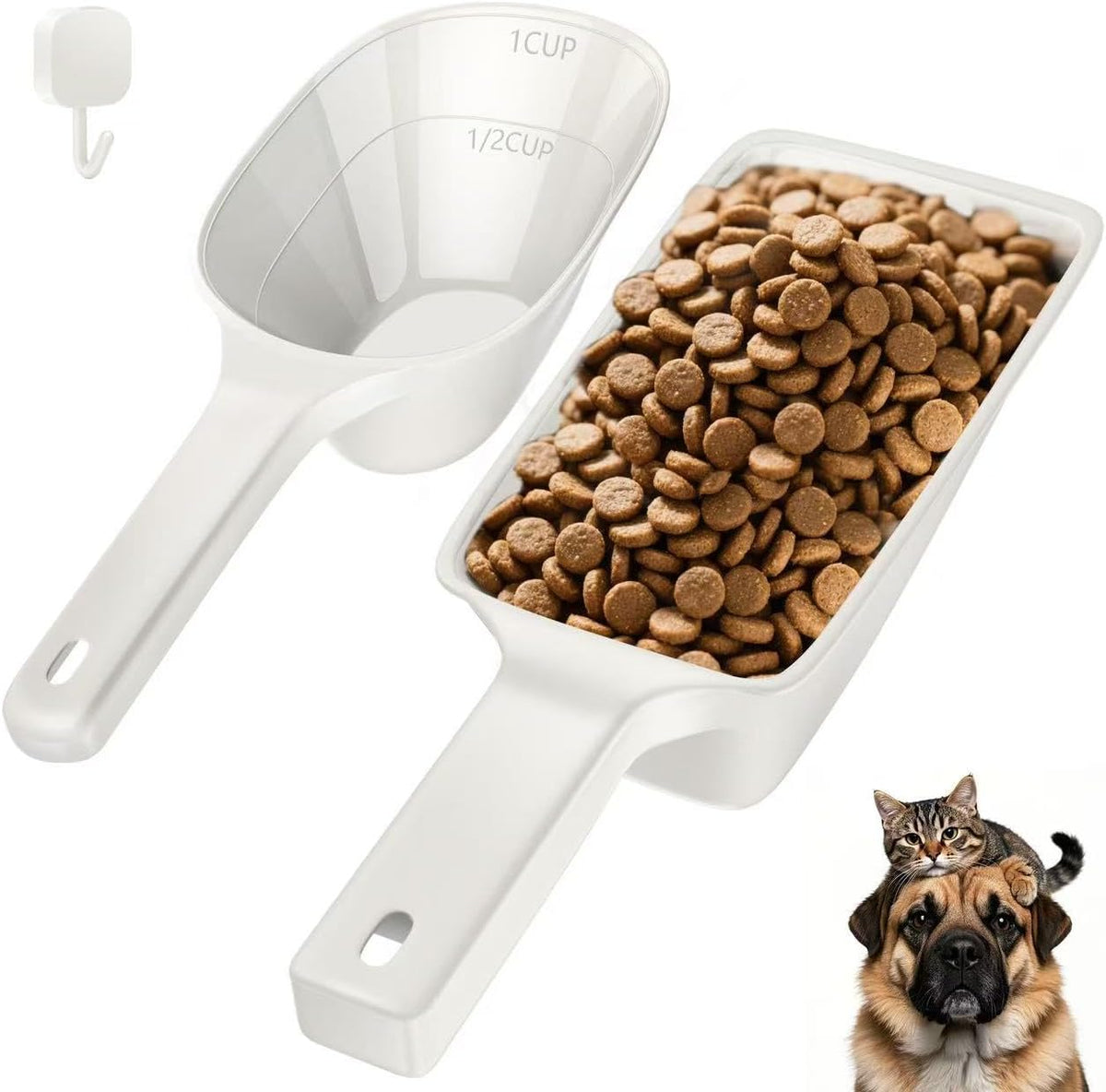 Food Scoop, Cup Capacity Dog Food Scooper With Measuring Lines For Dog, Puppy and Cat Coffee Bean Flour Scoop Set (Grey)
