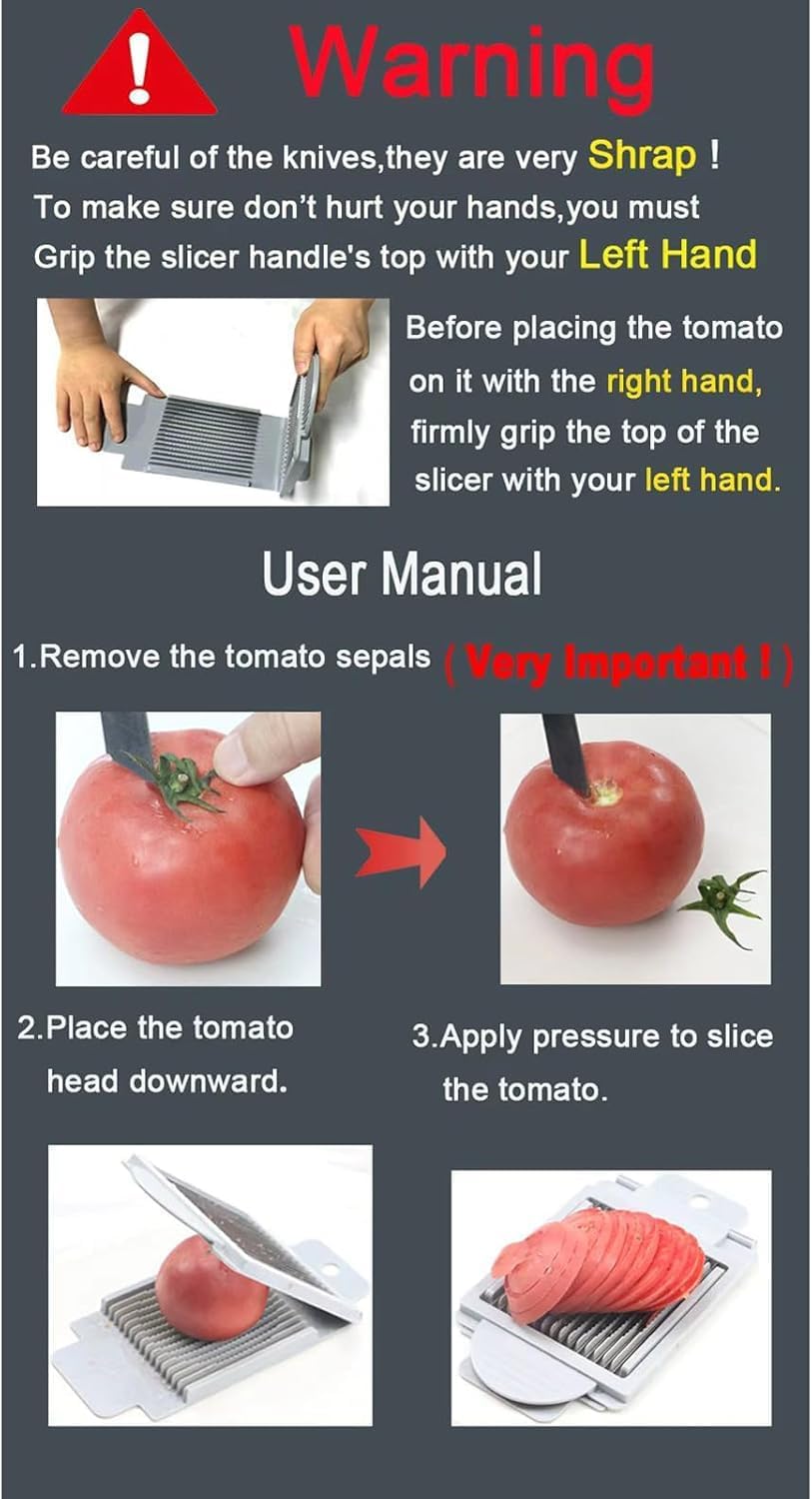 Tomato Slicer with 15 Sharp Blades Stainless Steel Vegetable & Fruit Cutter