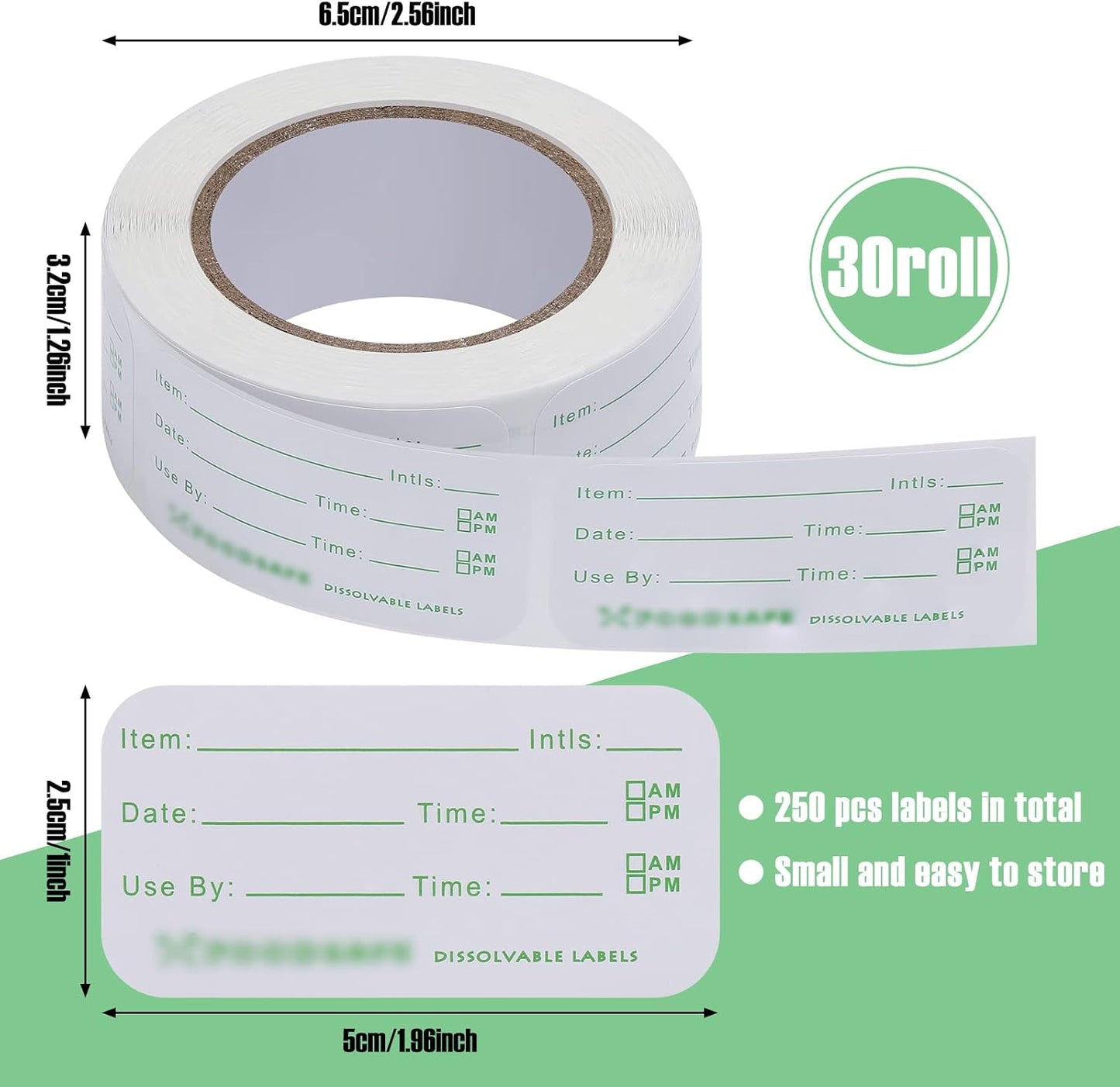 Outus 1500 Pieces Removable Food Labels for Containers 1 x 2 Inch Date Stickers Waterproof Food Storage Freezer Tape Roll Easy Write Clean Oil Resistant for Restaurant Kitchen Home Meal Prep