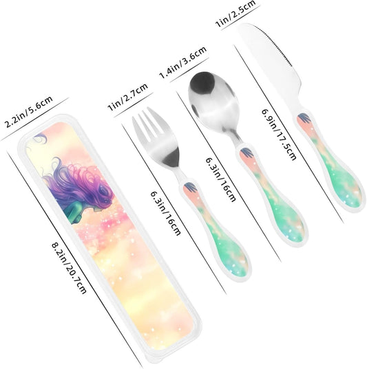 3-Piece Kids Silverware Set With Storage Case, Stainless Steel Reusable Children Safe Knife Spoon Fork Set Grim Reaper Children Flatware Set For Kids Lunch Box
