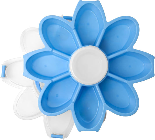 KOLORAE Flower Snack Serving Tray - 9 Compartment Party Platter with Dressing Cup for Chips and Dip, Fruits and Veggies - Game Day & Summer Entertaining Tray