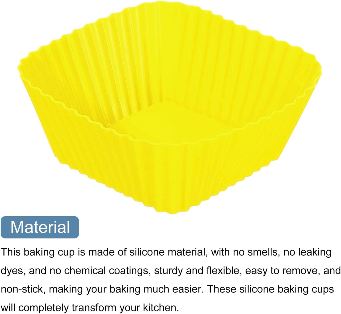 uxcell 18Pcs Silicone Cupcake Baking Cups, Silicone Muffins Liners Non-Stick Square Baking Cups, for Cooking Eggs Baking Muffins and Make a Cake(Pink)