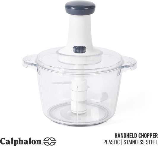 Calphalon Aero Food Chopper, Manual Vegetable Chopper with Container, Large-Capacity BPA-Free Chopping Bowl with Interchangeable Blades for Dicing, Slicing & Meal Prep