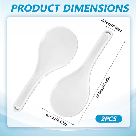 Mabor 2 PCS Rice Serving Spoon Plastic Non-Stick Rice Paddle White Cooker Spoon Spatula 7.68 Inch for Kitchen Restaurant Cooking Utensil