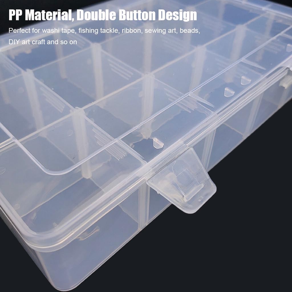 2 Pcs 8 Grids Clear Organizer Box Plastic Storage Container with Adjustable Dividers for Electronics Jewelry Beads Art DIY Crafts Fishing Small Parts