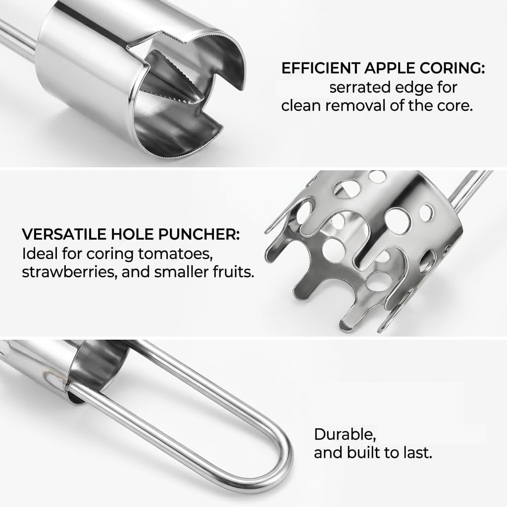 2pcs Apple Corer Set, Tomato Corers, Pepper Corer Seed Remover Tool for Kitchen, Ideal for Fruits and Vegetables Core Removal, Home Cooking, Salad Making and Food Preparation