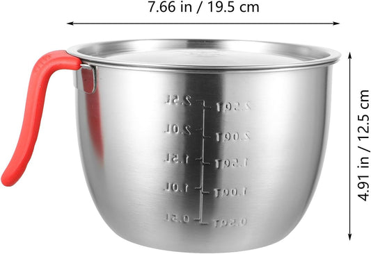 Stainless Steel Mixing Bowl with Lid, 19cm Deep Batter and Salad Bowl, 304 Food-grade Steel with Handle, Anti-splash Design for Kitchen Baking and Cooking Use