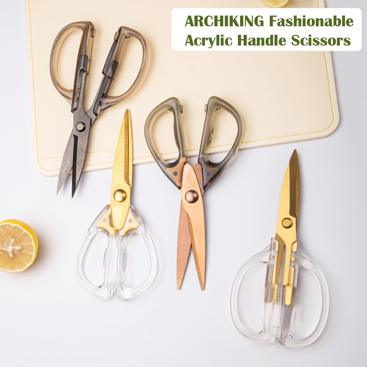 Kitchen Shears Scissors&Sharp Scissors, ARCHIKING 7.7inch Cooking Scissor-Meat and Poultry Shears, Dishwasher Safe, Acrylic Handel Scissors All Purpose Stainless Steel Utility Scissor