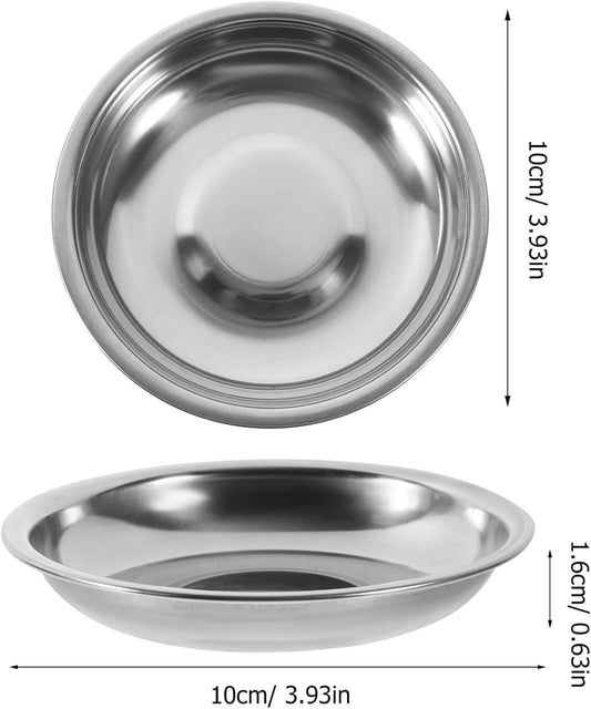 Stainless Steel Mini Appetizer Plates, Set of 10, Round Dipping Bowls for Sauces