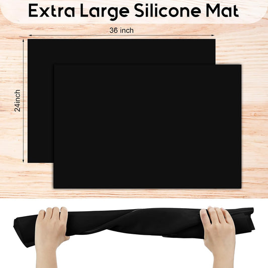 Hushee 2 Pack Extra Large Silicone Mat Place Mats Table Protector Craft Heat Resistant Mat for Kitchen, Painting(White,24 x 36 Inches)