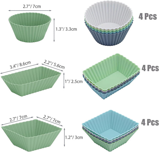 60PCS Silicone Lunch Box Dividers, Heavy-Duty Silicone Cupcake Liners for Muffin Cups, Reusable Kids' Lunch/Bento Box Accessories Set with Animal Forks, Food-Grade, BPA Free(20 Liners + 40 Picks)