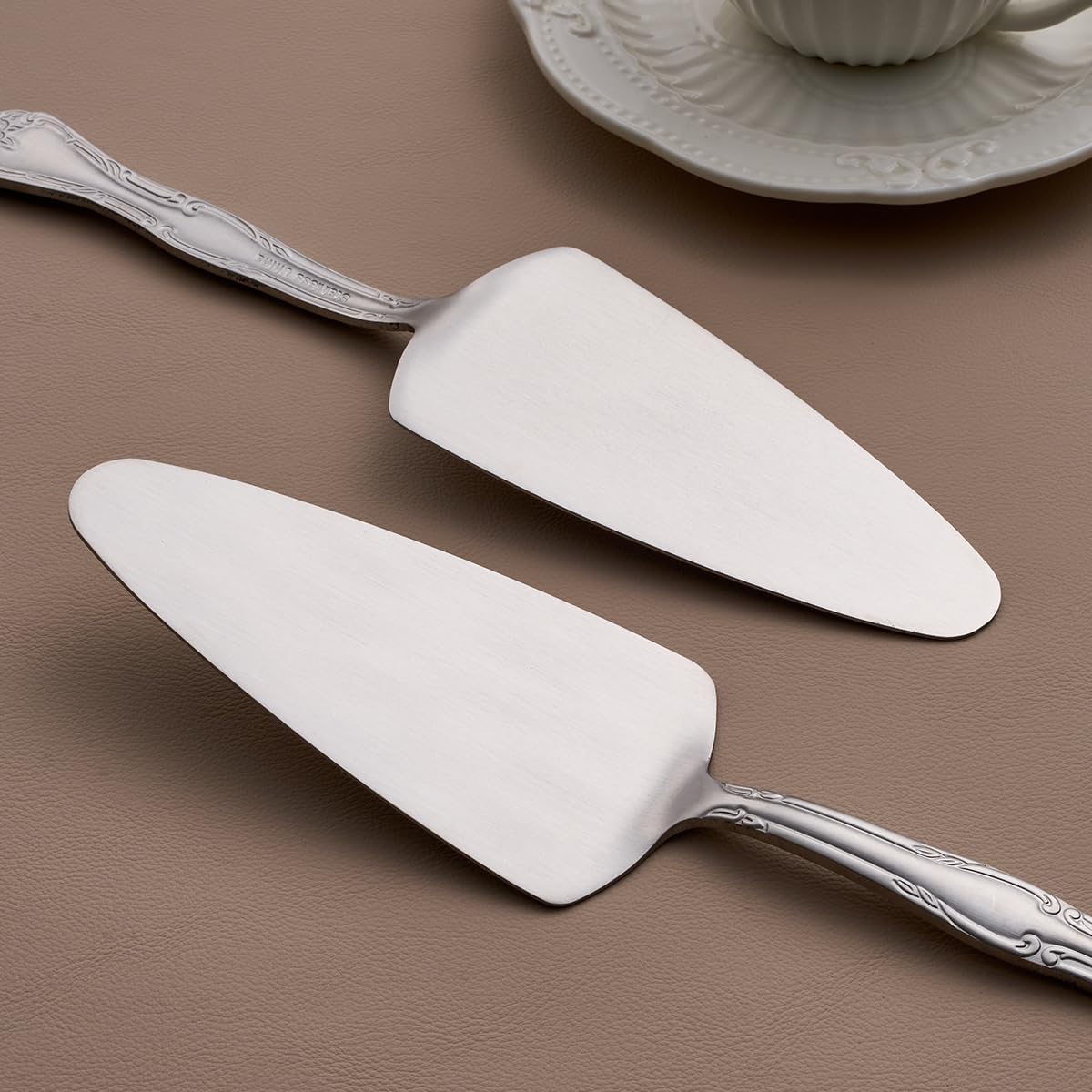 3-Piece Matte Gold Cake Server Set with Rose Handle