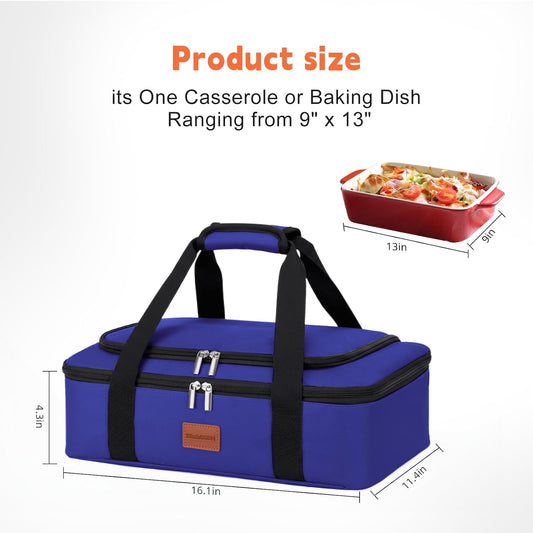 Insulated Casserole Carrier, Double Decker Food Carriers for Hot or Cold Food, Portable Leakproof Thermal Bag for Travel/Potluck Parties/Picnic/Cookouts (Red)