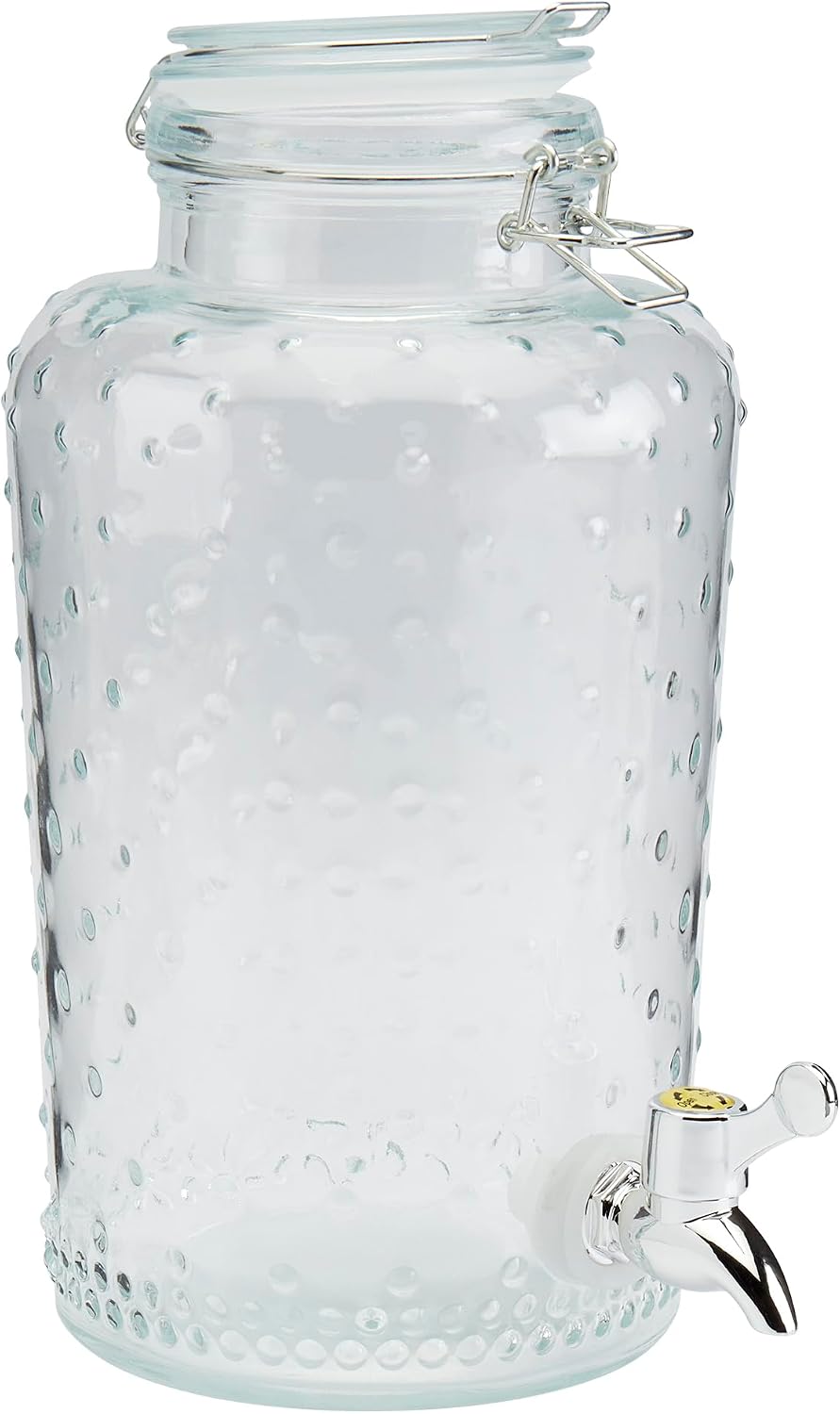 Mason Craft & More 3 Gallon Glass Beverage Drink Dispenser with Leakproof Spigot and Metal Stand