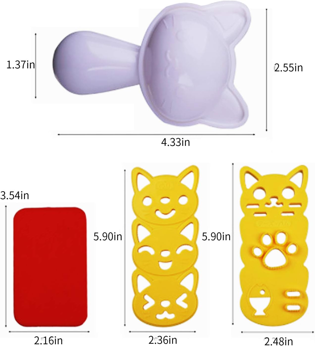 VANVENE Small Rice Ball Mold Sets Lovely Cat Pattern DIY Sushi Bento Nori Kitchen Rice Mould DIY Kitchen Tools with Nori Seaweed Punch Cutter for Home Party Kids meal Make
