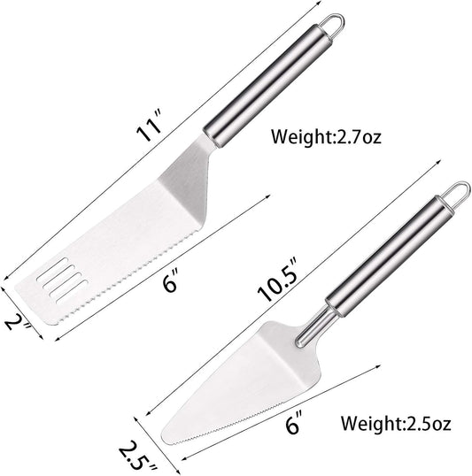 Patelai 2 Pcs Cake Server Set Knife Stainless Steel Pie Spatula