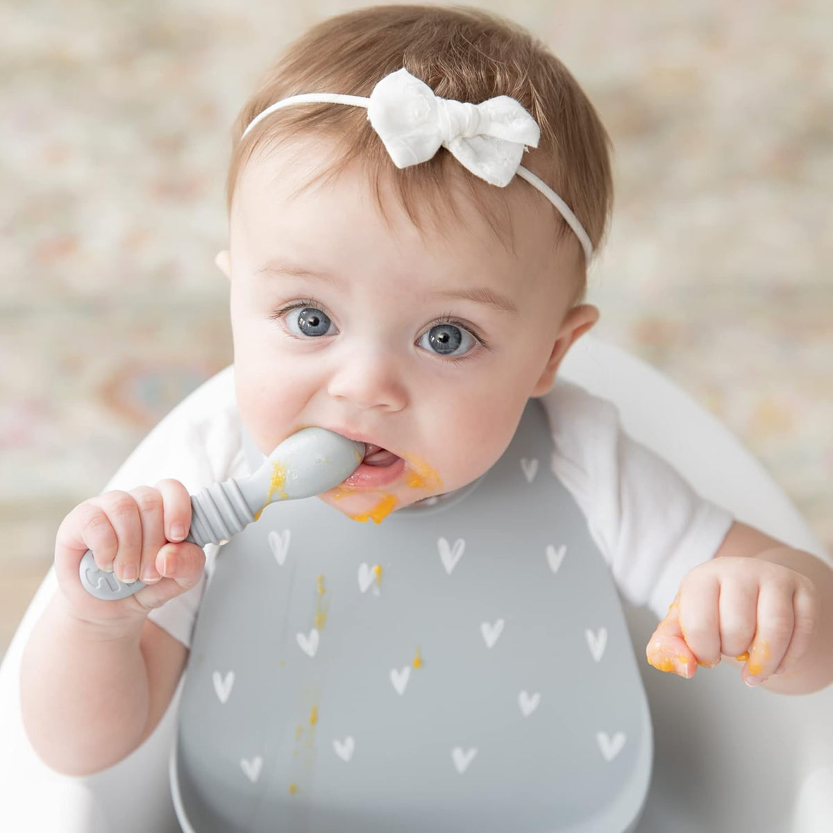 Bumkins Baby Bowl, Silicone Feeding Set with Suction for Baby and Toddler, Includes Spoon and Lid, First Feeding Set, Training Essentials for Baby Led Weaning for Babies 4 Months Up, Sage