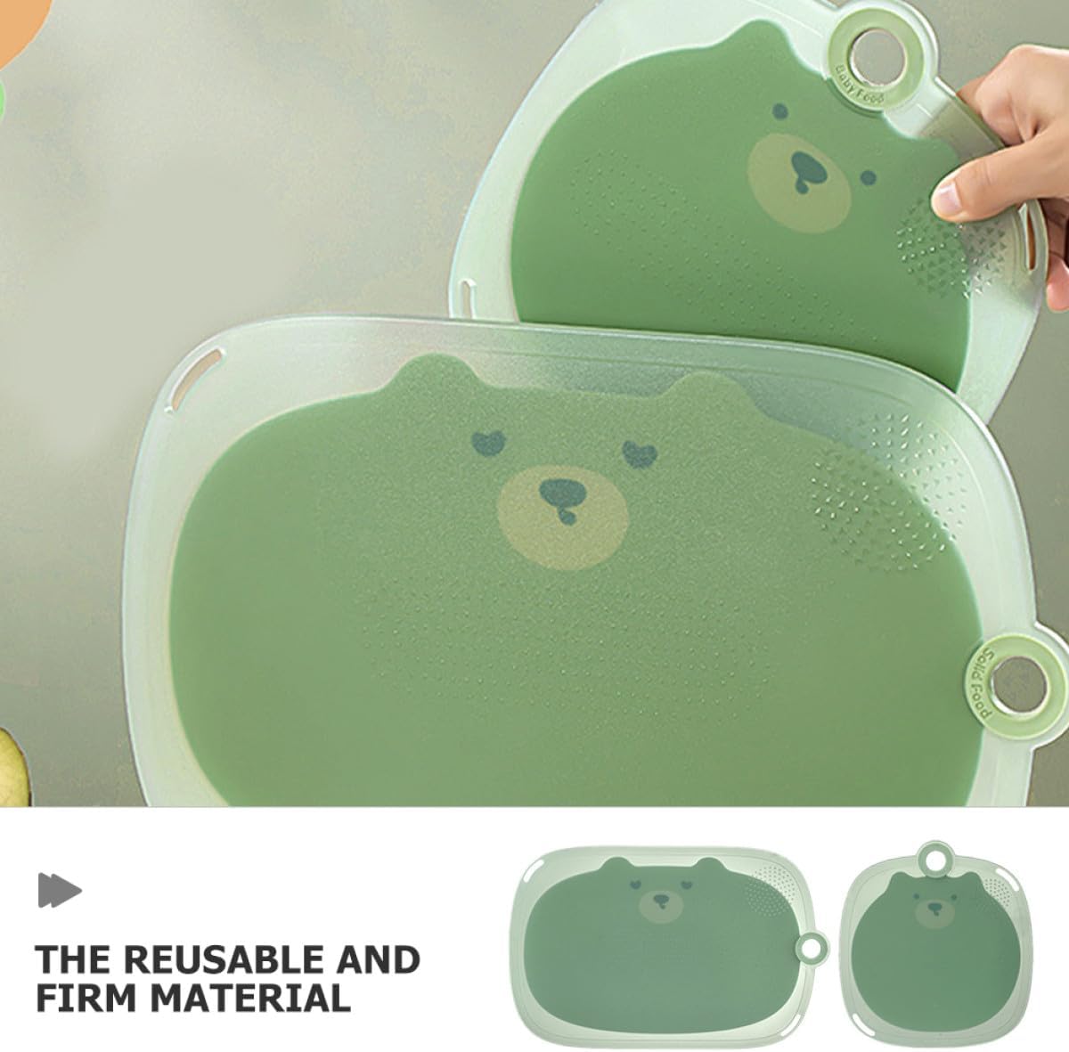 ULTECHNOVO Small Green Plastic Cutting Board Set Non-slip Kitchen Chopping Boards for Home Use for Countertop