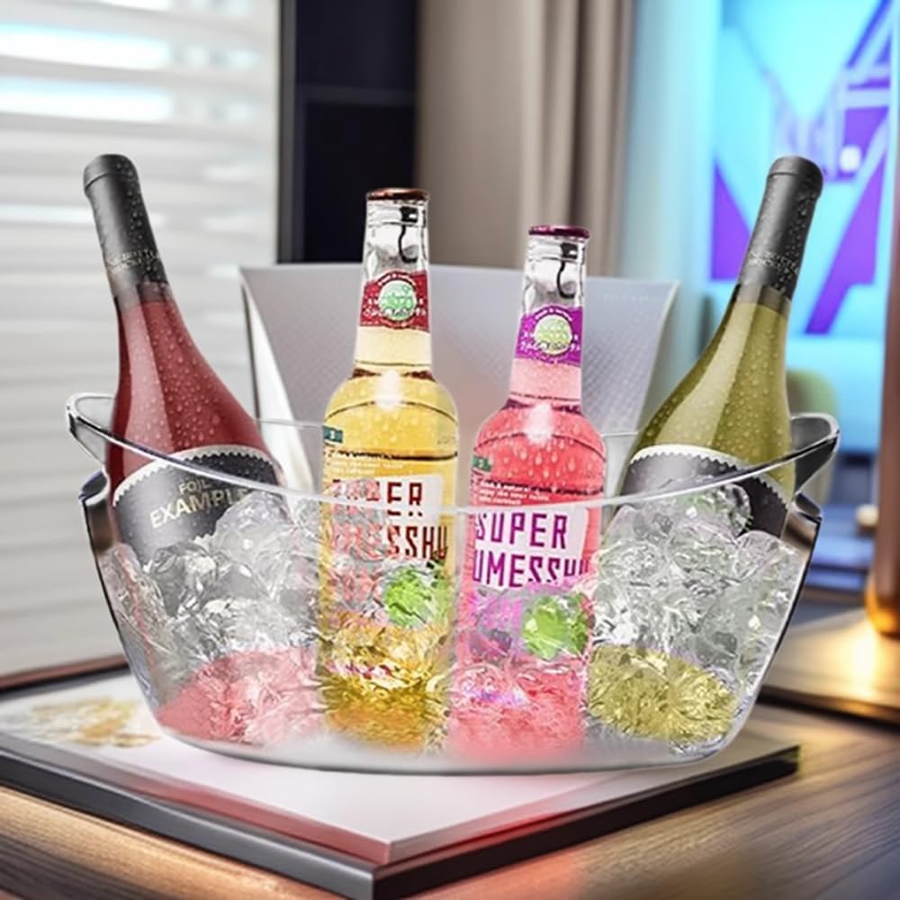 2 Pcs Ice Bucket 4 Liter Champagne Wine Bucket Clear Acrylic Beverage Tub Party Drinks Ice Tub for Wine, Champagne or Beer Bottles Bar Supplies