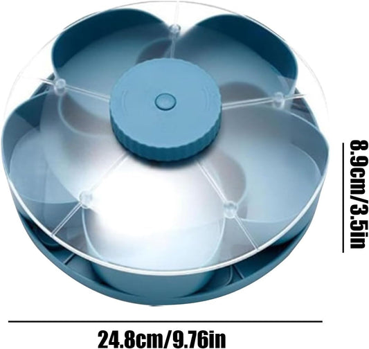 Divided Serving Tray Thats Spins | Spins Snackle Box Container | 5 Compartments Rotating Snack Spinner Serving Tray with Lid | Snack Organizer Appetizer Fruit Servings Trays for Partys, Kitchen