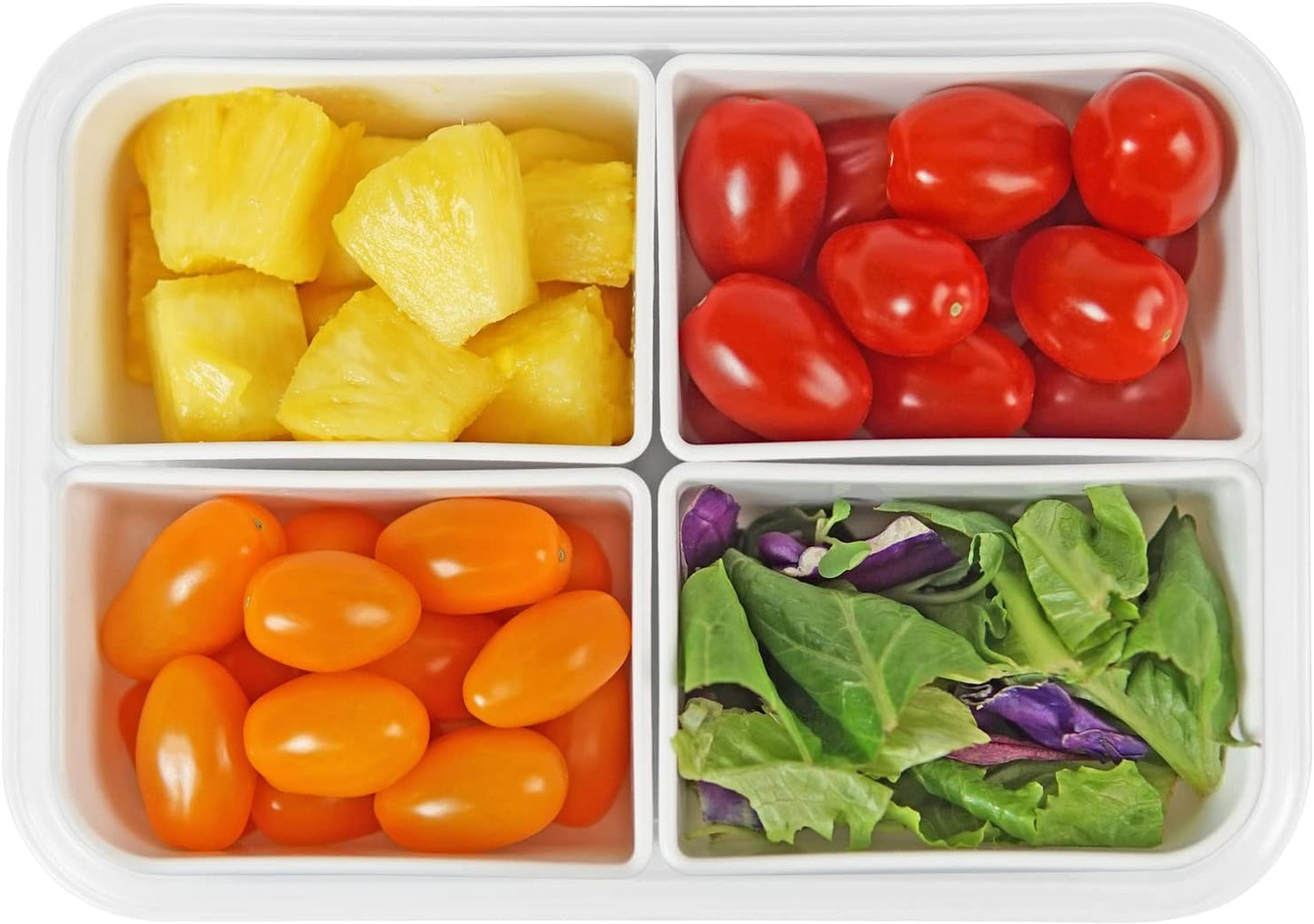 carrotez Food Storage Containers with 3 Removable Compartments, Food Prep Container with Airtight Lids, Portion Control Container, Microwave Safe, Reusable, 4.64 Cup (1100ml)