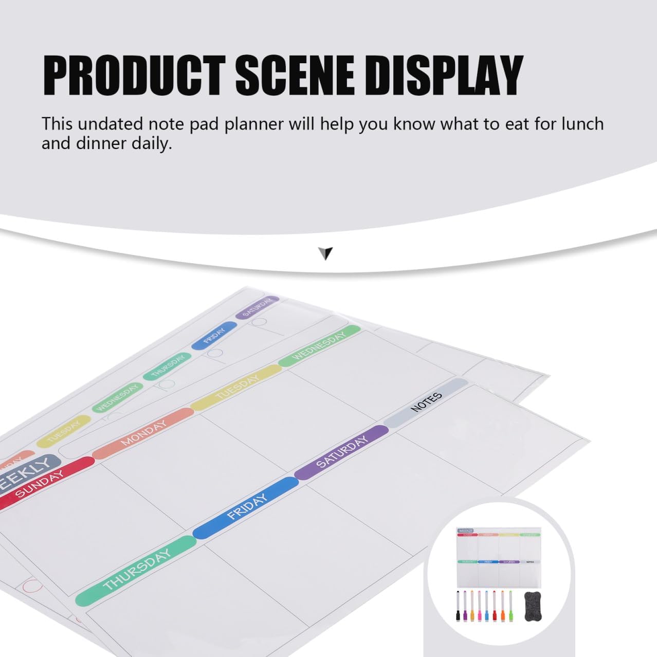 Holibanna 1set Magnetic Fridge Note Board Dry Erase Weekly Meal Planner Schedule Sticker for Organization Reusable Stain for Healthy Meal Tracking and Grocery Lists