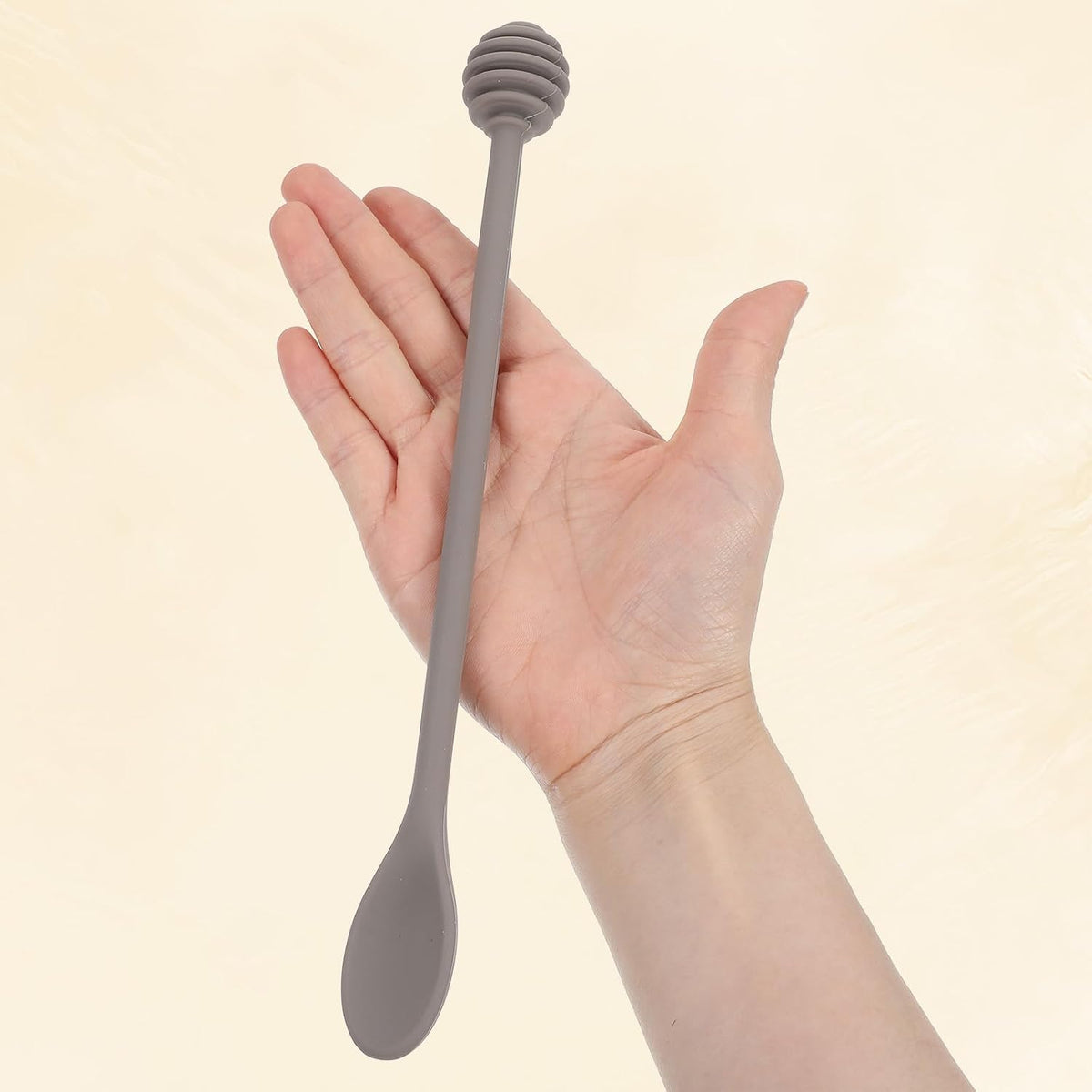 Mabor 2Pcs Silicone Honey Dipper Sticks,Grey Long Handle Syrup Stirrer Wand