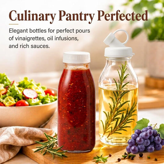 4PACK 17oz Glass Salad Dressing Container with Silicone Pour Spout