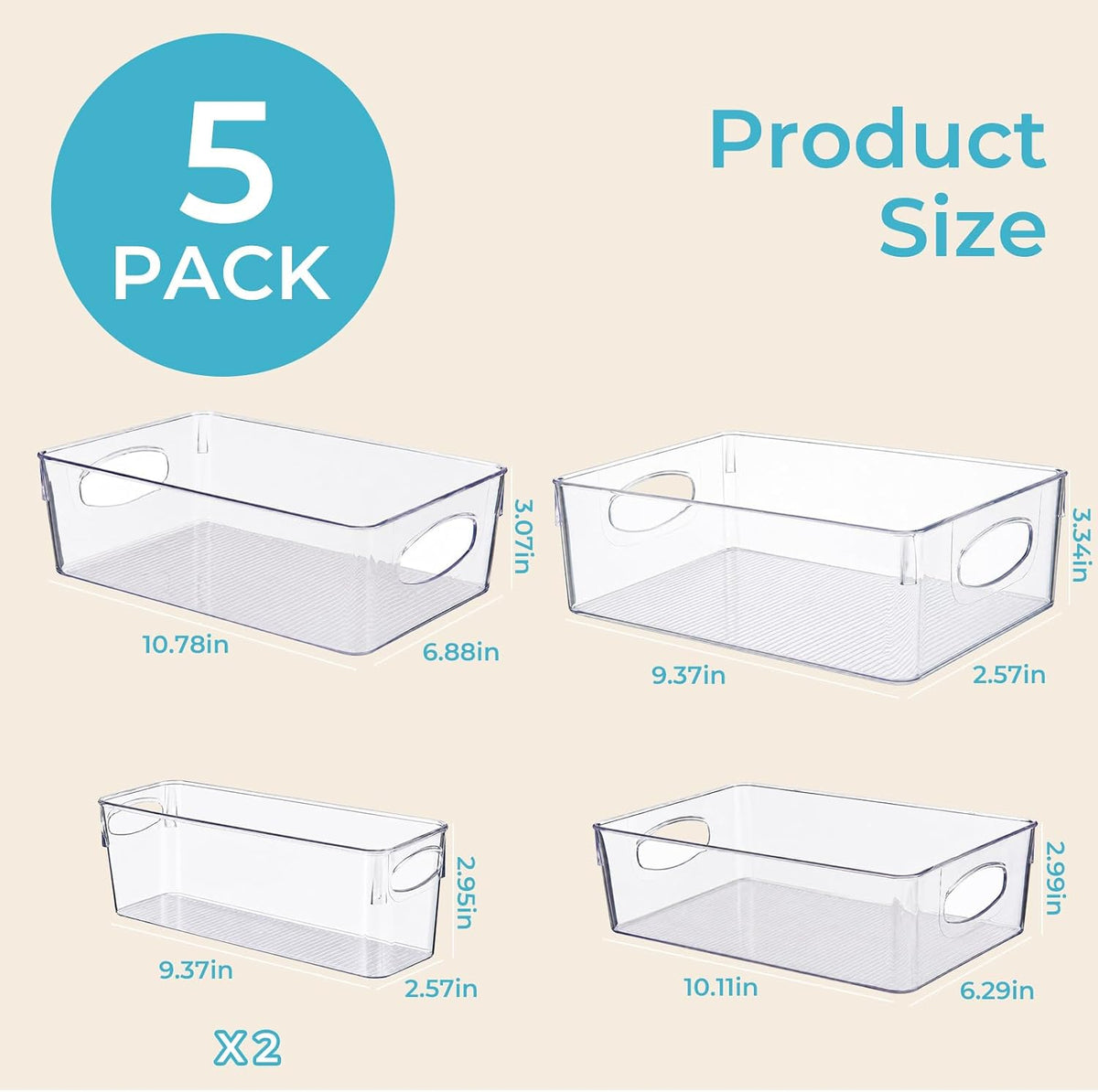 UFORU 10 Pack Clear Pantry Organizers and Storage, Stackable Plastic Storage Bins with Handles, Clear Storage Bins for Kitchen, Fridge, Freezer, Cabinet and Containers for Pantry Organization