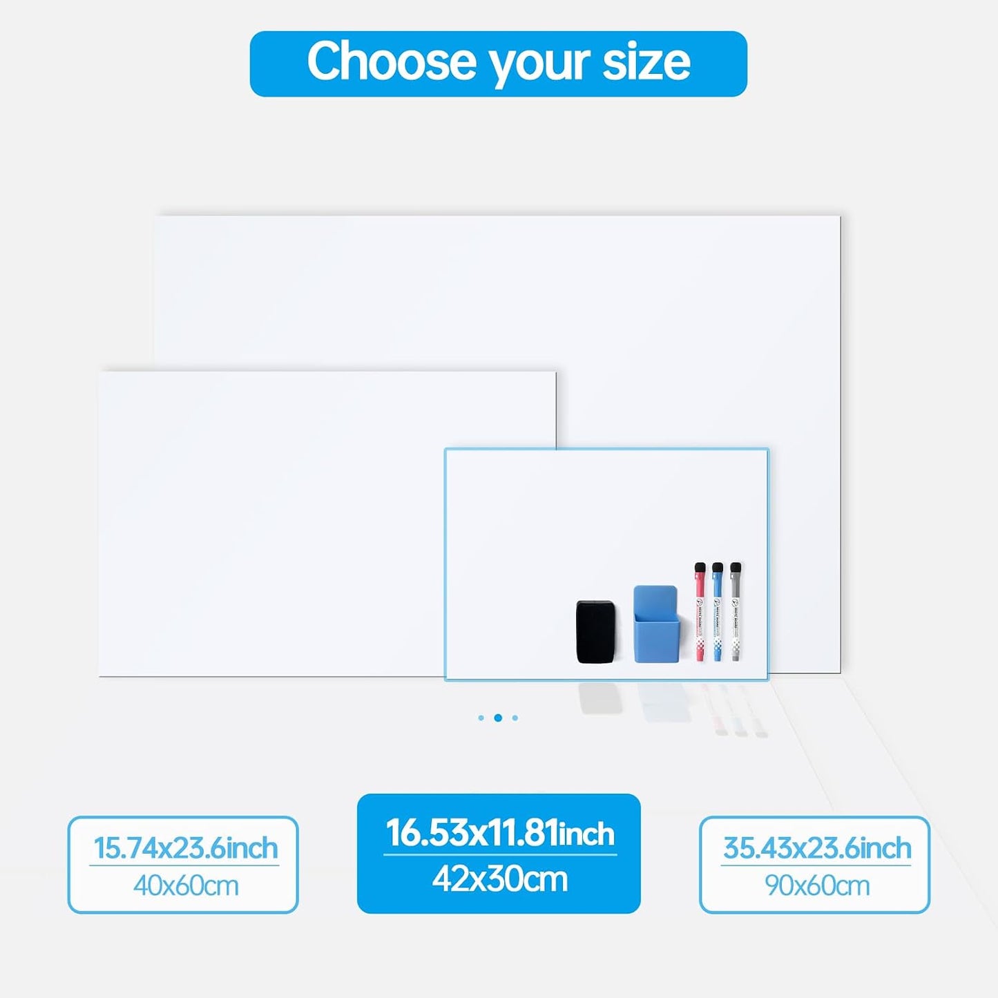 CUHIOY Dry Erase Self Adhesive Magnetic Whiteboard Sticker on Any Smooth Surface, Stain Resistant 17x12 Fridge Whtieboard Magnet Sheet, Used as Weekly Meal Planner Reminder Notice 3 Marker Pens