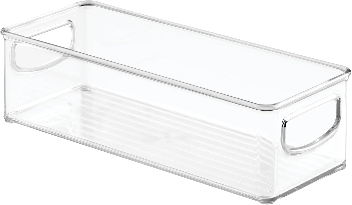 iDesign Plastic Stackable Pantry Bin - Storage Bin with Handles for Cabinets or Fridge - Set of 2 - Clear