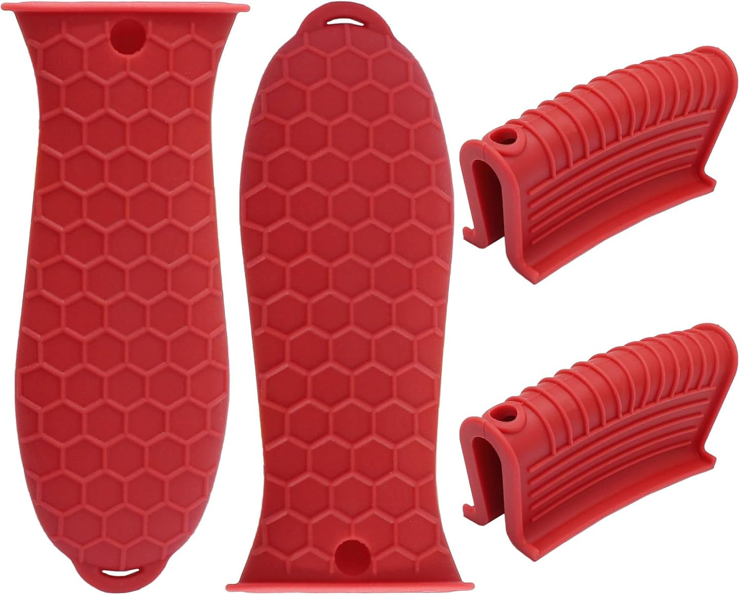 4 Pack Cast Iron Handle Covers, Heat Resistant Silicone, Black