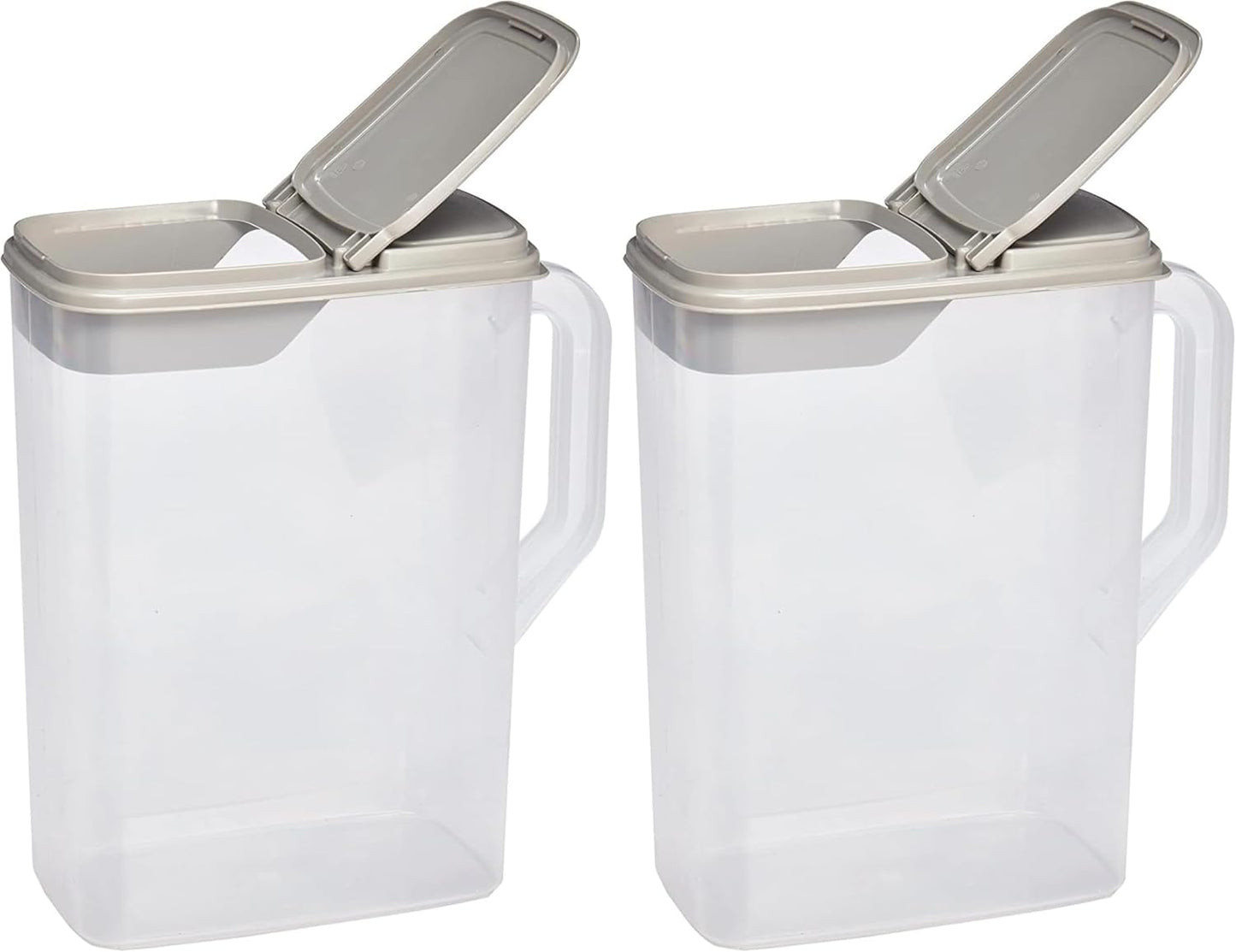 Buddeez Pet Food Storage Container - 8 Quart Capacity Dog / Cat Food & Bird Seed Container with Durable EZ Grip Handle, Flip Gray Lid (includes 1 Cup Clear Scoop)