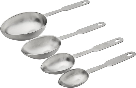 Norpro Stainless Steel 4 Pc Measuring Cup Scoop Shaped Set Metric Equivalents, Silver, 10.5 x 3.5 x 2 inches